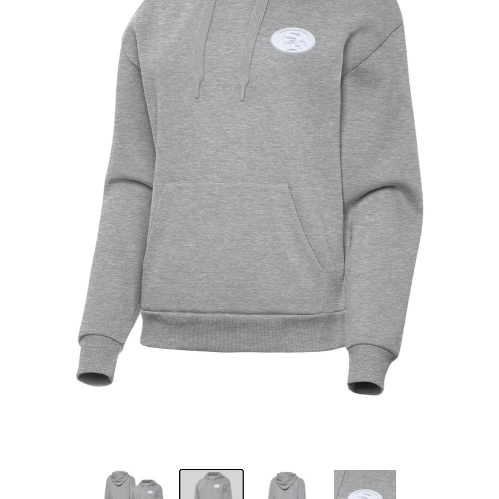 Women's New York Jets Antigua Heather Gray Victory Pullover Hoodie